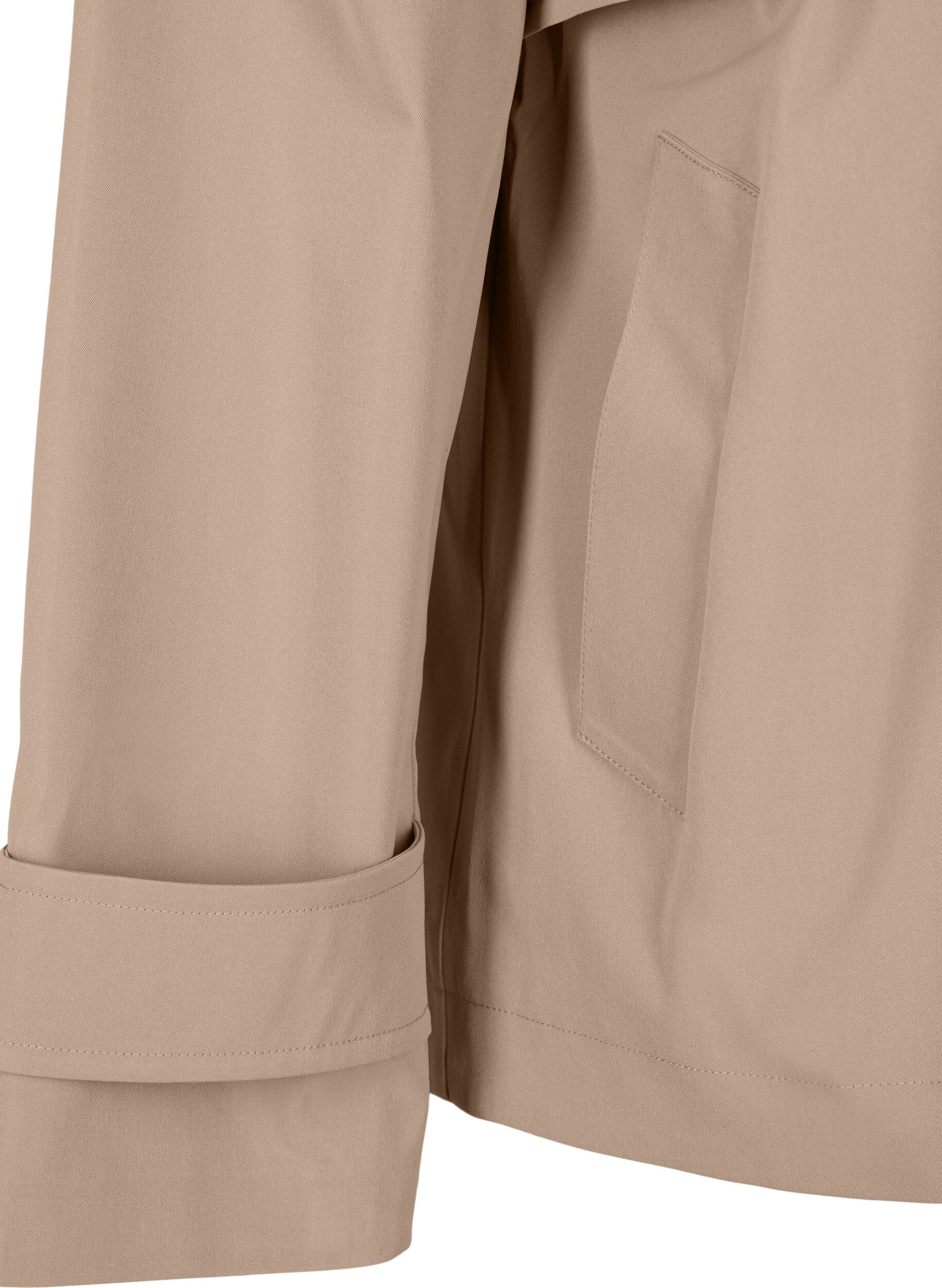 Zizzifashion Short trench coat with classic details, Grey, Packshot image number 3