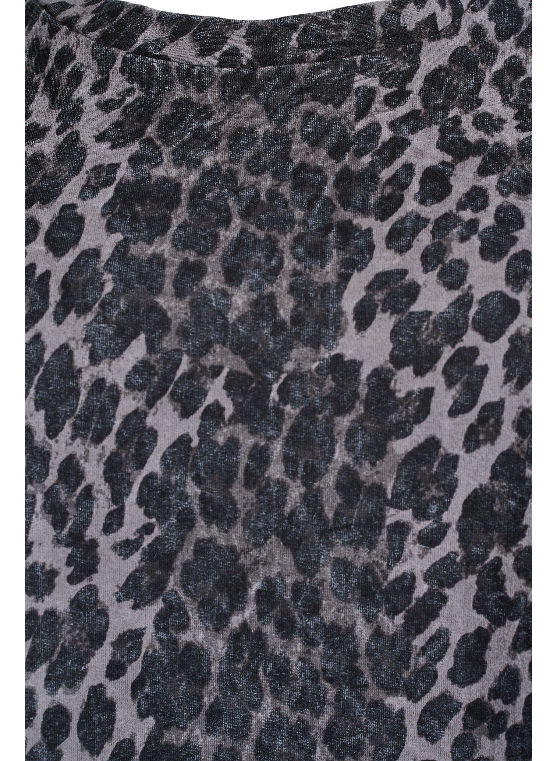 Zizzifashion Washed sweatshirt with leopard print, Grey, Packshot image number 2