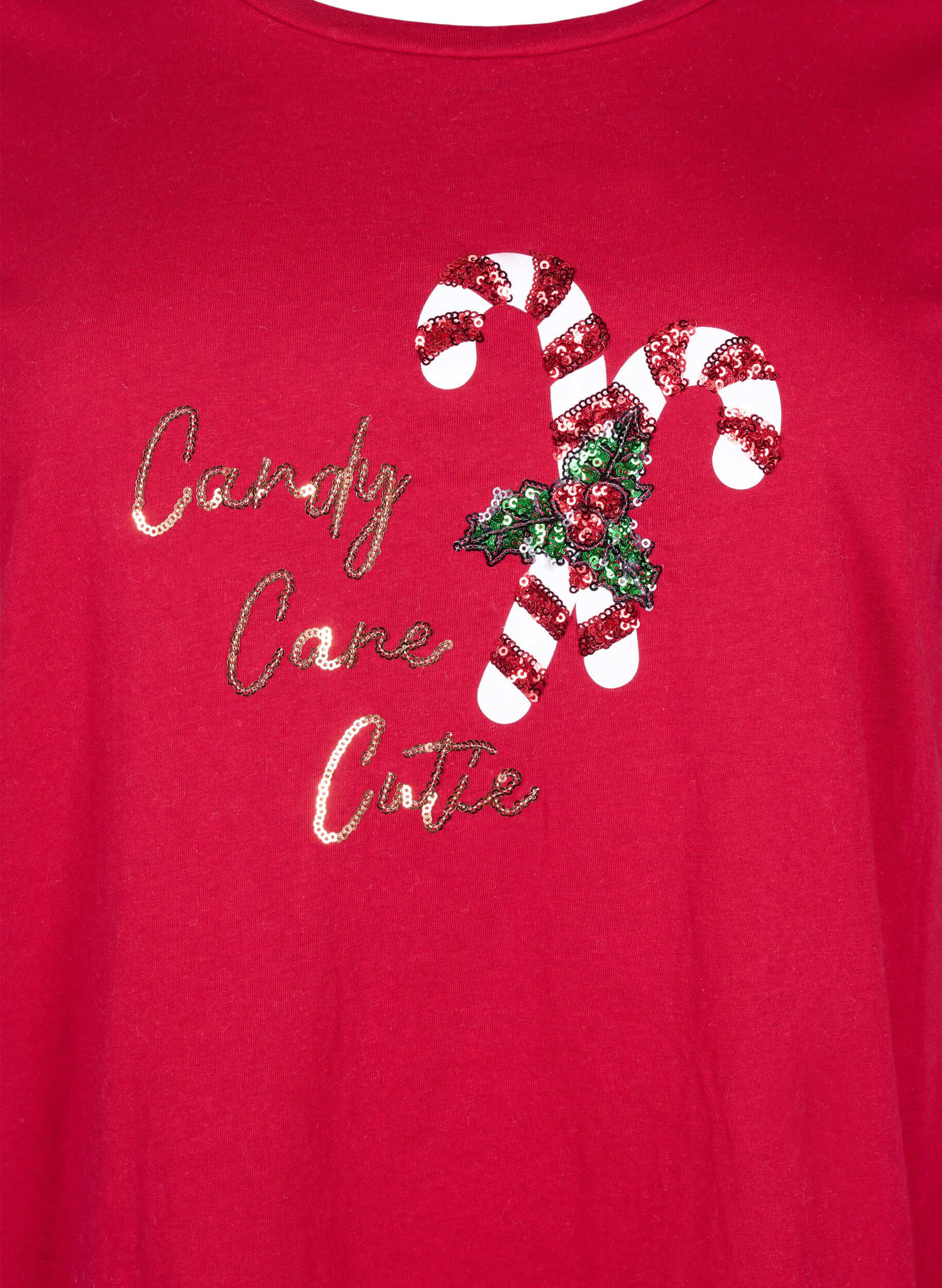 Zizzifashion Christmas t-shirts in 100% cotton, Tango R.w.Candy Cane, Packshot image number 2