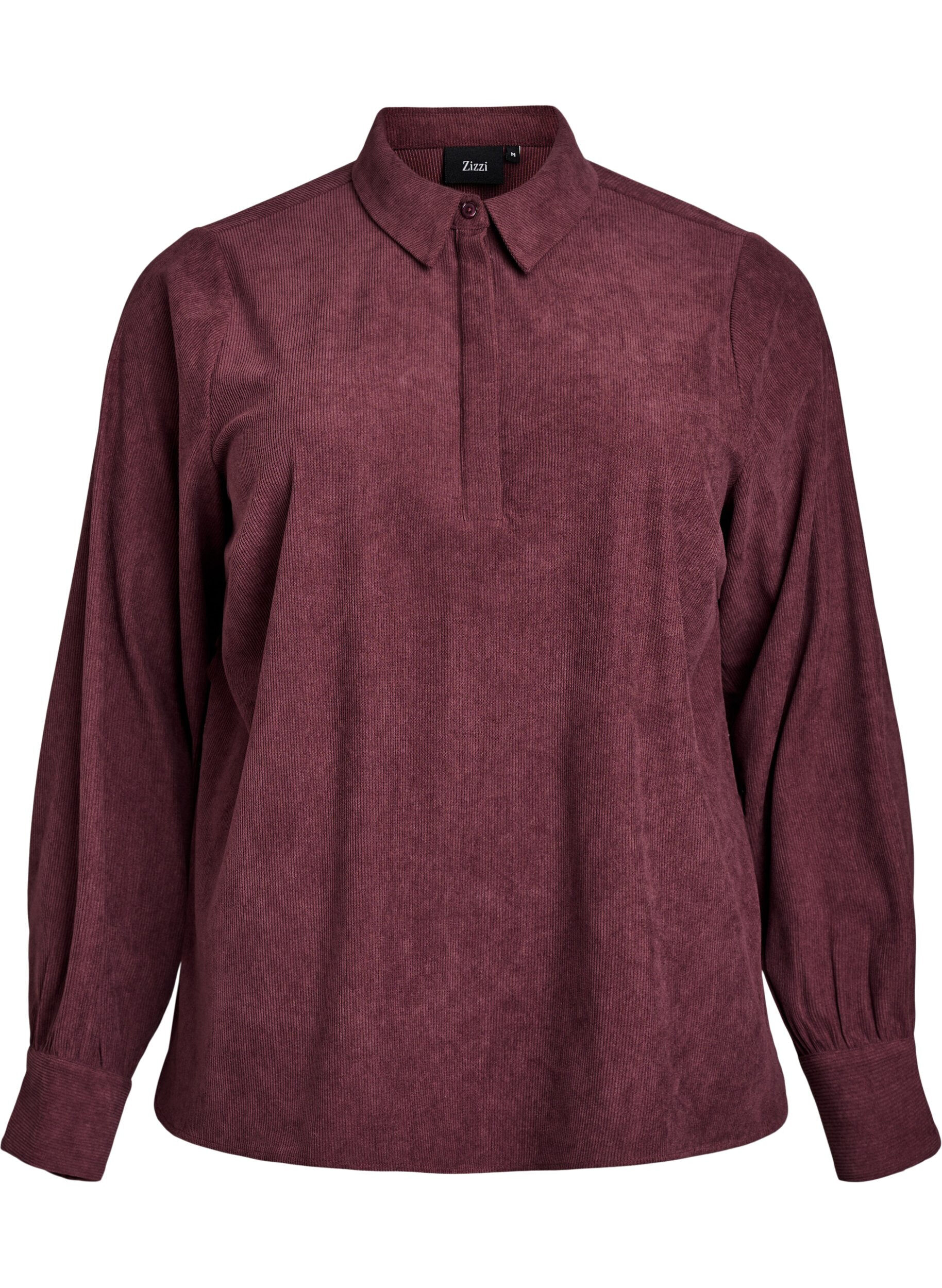 Long-sleeved shirt blouse in corduroy