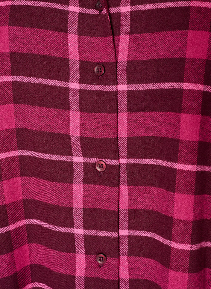 Checked cotton pyjama shirt with long sleeves, Red, Packshot image number 2
