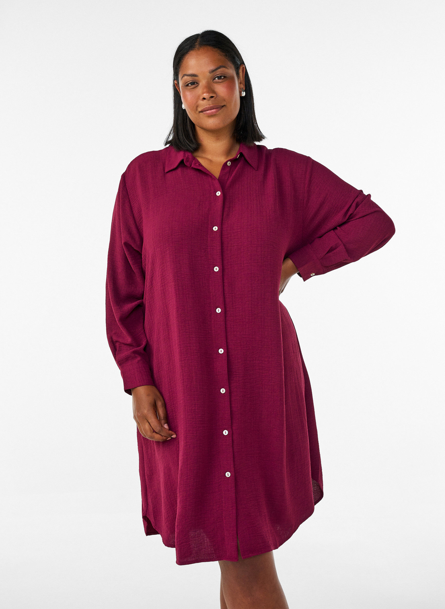 ZizzifashionLong shirt with a light texture, Red, Model image number 0