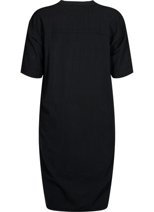 FLASH - Short sleeved midi dress in cotton, Black, Packshot image number 1