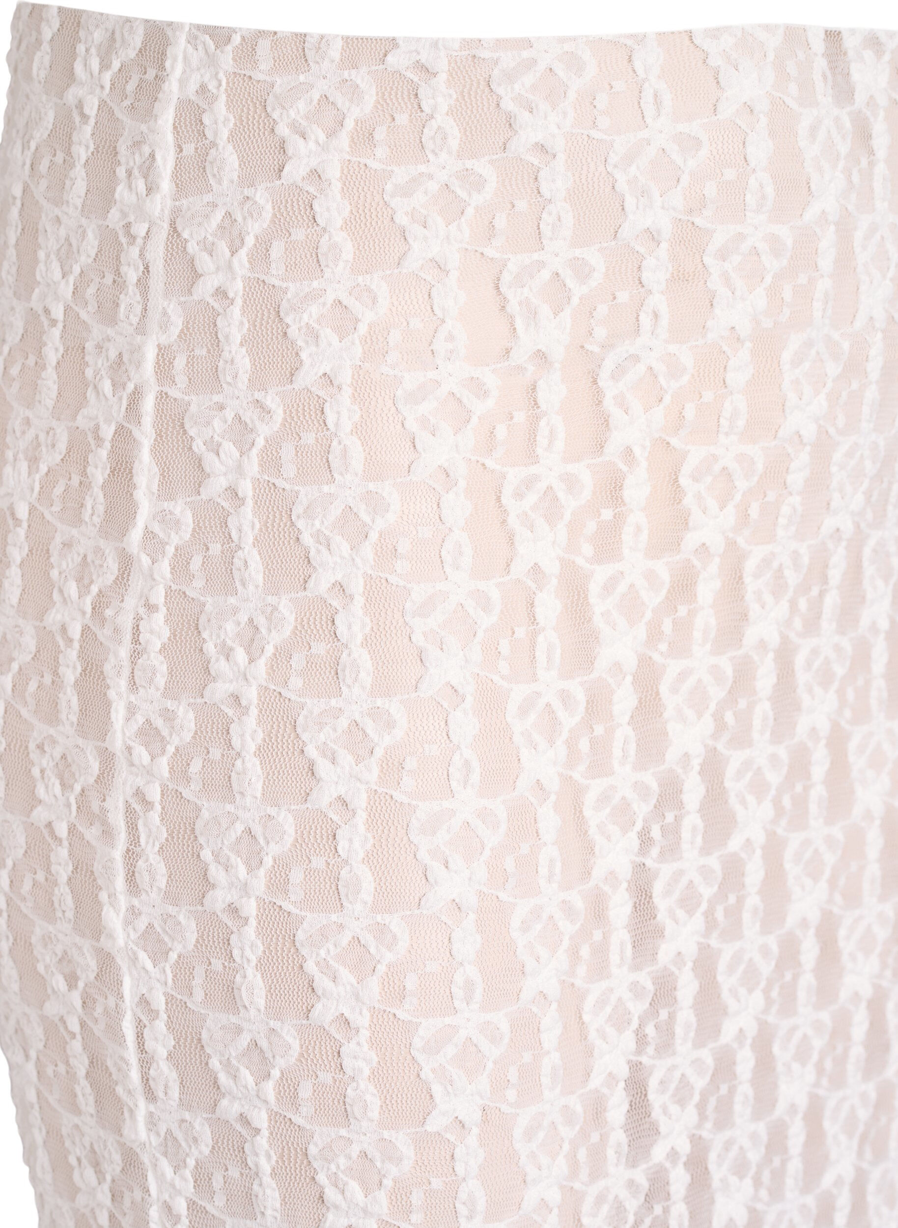 Zizzifashion Long sheer lace skirt, White, Packshot image number 2