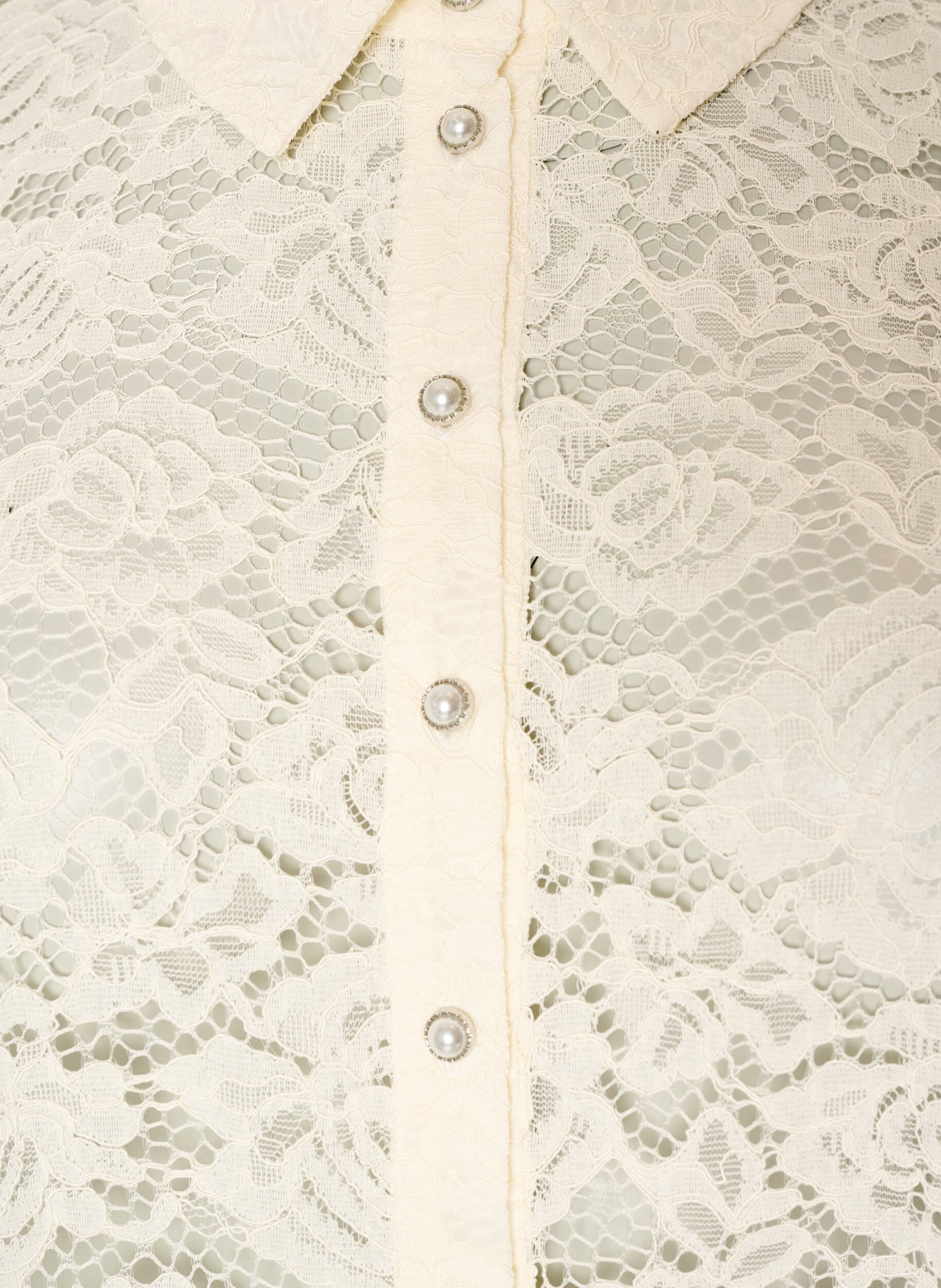 ZizzifashionLace shirt with pearl buttons, Vanilla, Packshot image number 2
