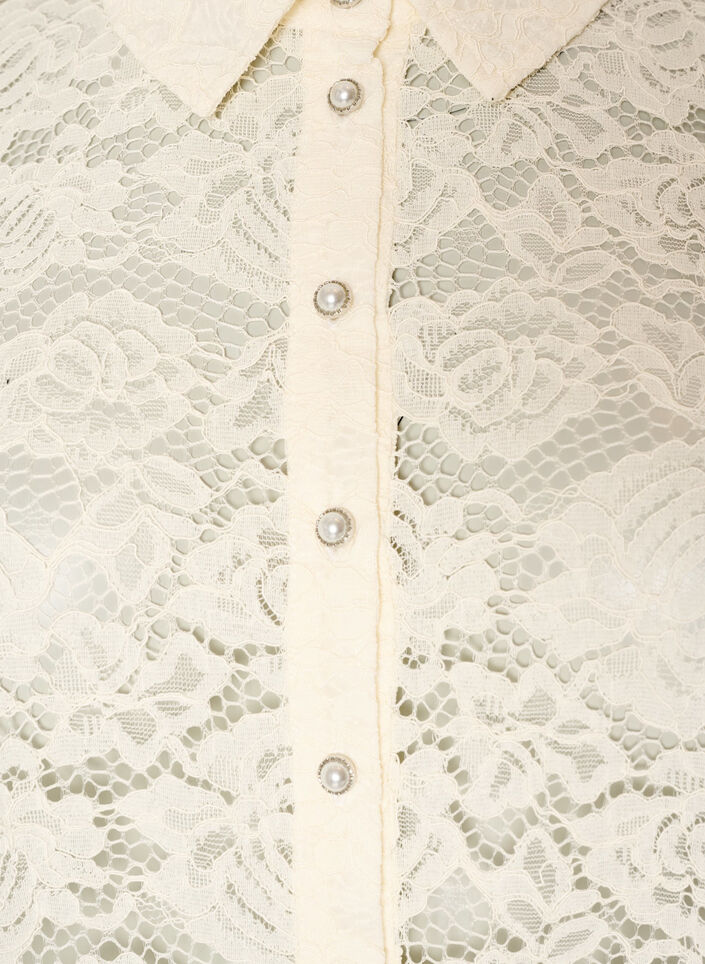 Lace shirt with pearl buttons, Vanilla, Packshot image number 2