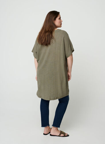 Short-sleeve cotton tunic, Ivy green, Model image number 1