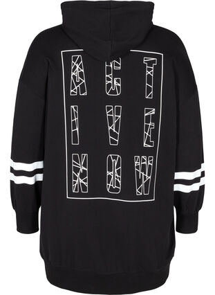 Long sweater cardigan with print details, Black, Packshot image number 1