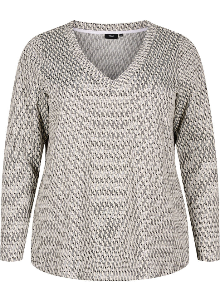 Blouse with patterned texture and glitter thread, Grey, Packshot image number 0