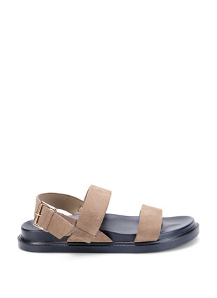Wide fit sandal in suede, Brown, Packshot image number 0