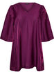 Shiny tunic with a V-neck and 3/4 sleeves, Purple, Packshot image number 0