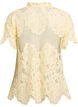 Lace blouse with ruffle collar and short sleeves, Yellow, Packshot image number 1