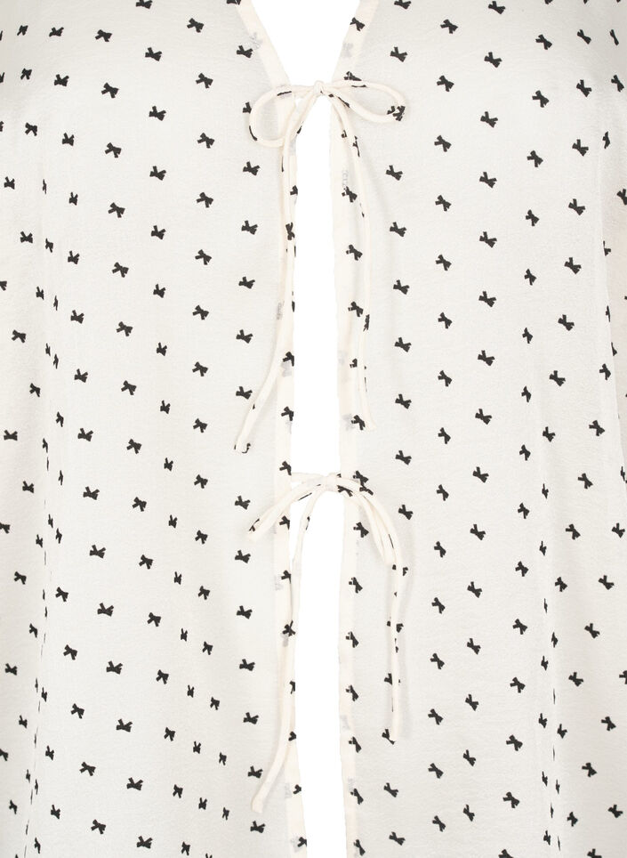 Blouse with tie details and bows, Ecru w Bow, Packshot image number 2