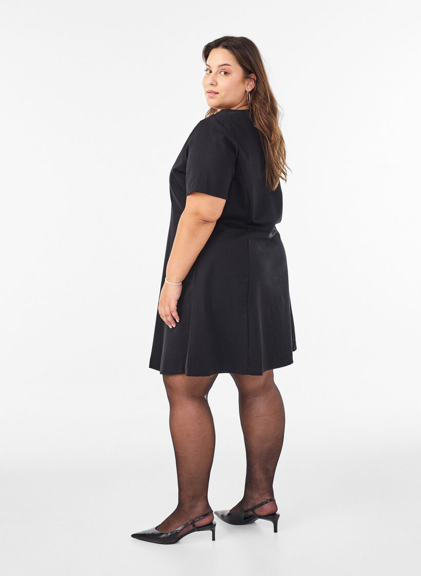 Short A-line jersey dress, 0199, Model image number 2