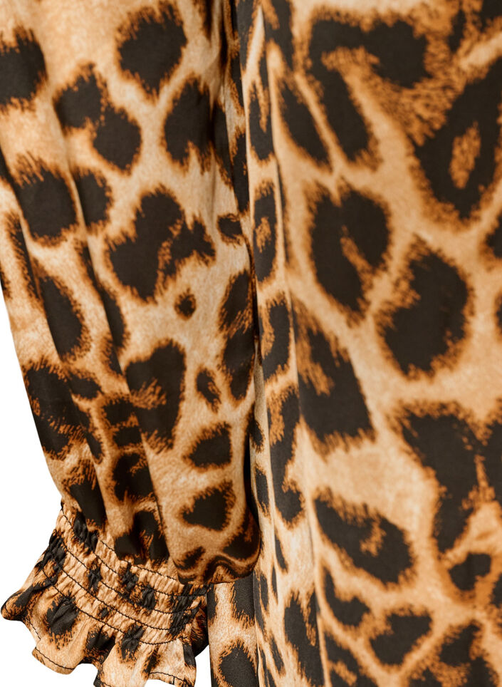 Dress with leopard print and ruffle details, Brown, Packshot image number 4