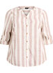 Cotton shirt blouse with V-neck, Beige, Packshot image number 0