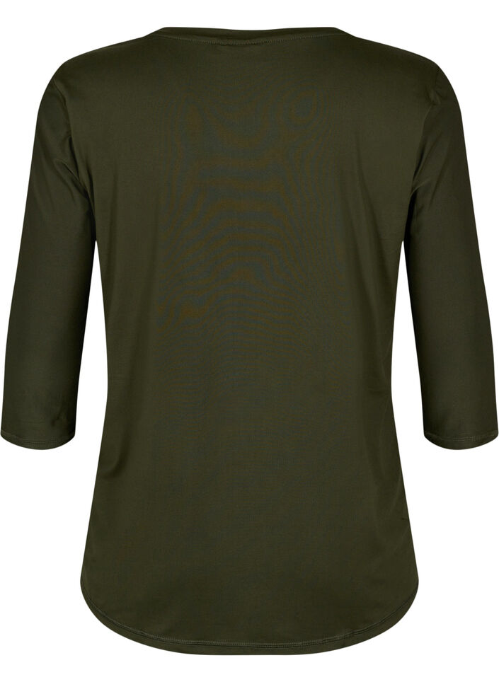 Workout top with 3/4 sleeves, Green, Packshot image number 1