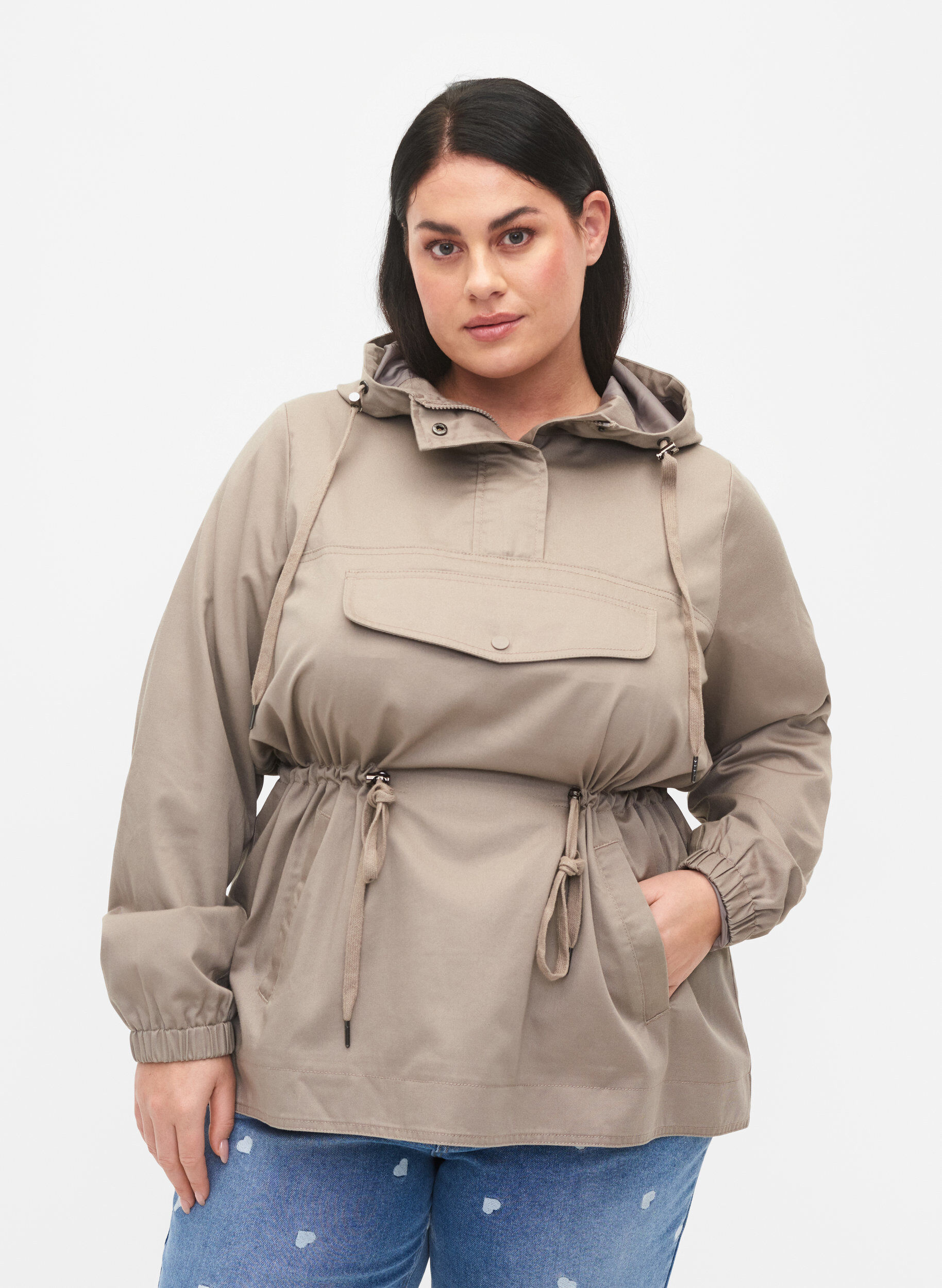 Zizzifashion Anorak with hood and pocket, Moon Rock, Model image number 0