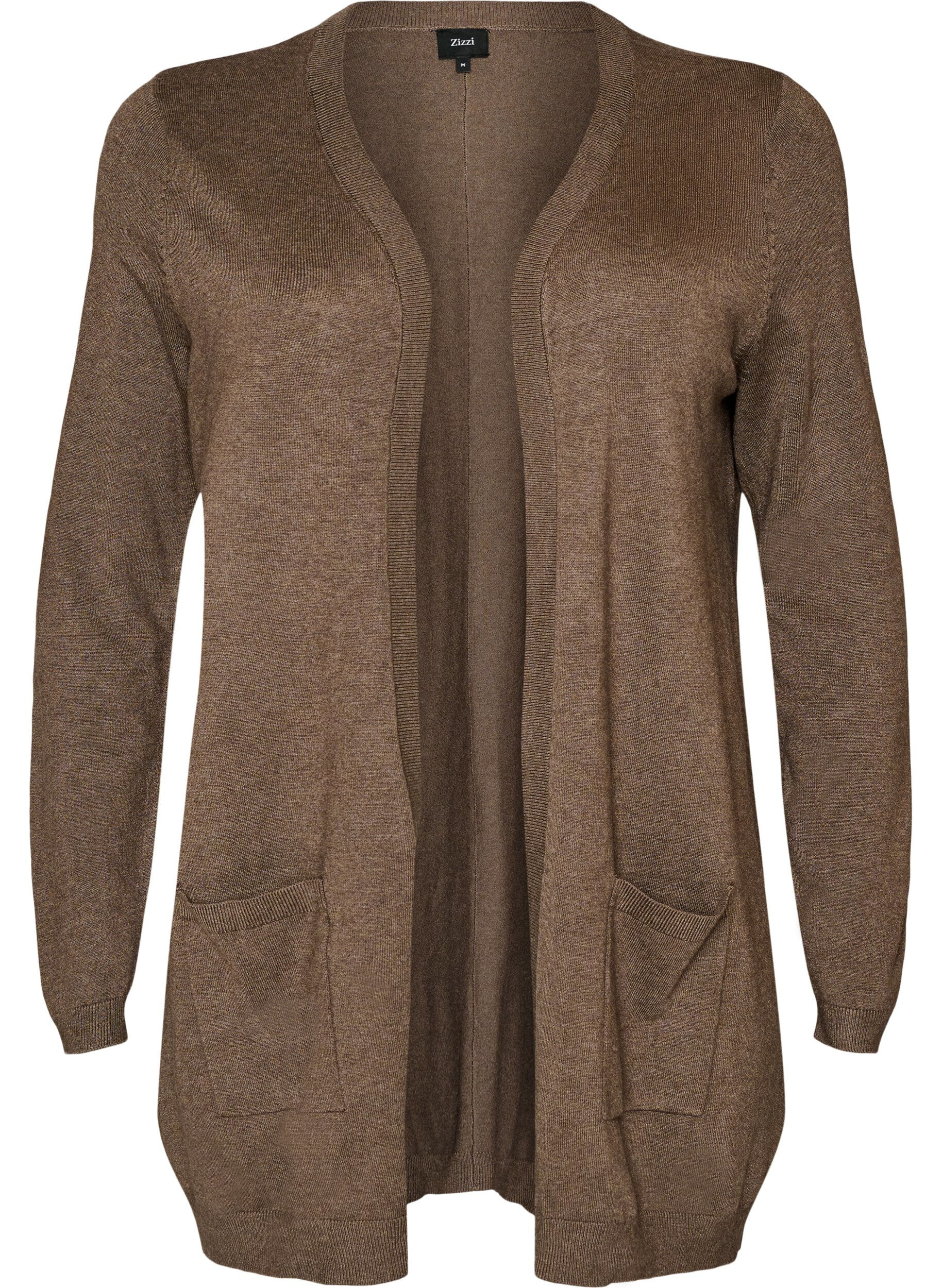 Zizzifashion Long knitted cardigan in a viscose blend, Brown, Packshot image number 0