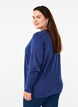 Knitted blouse with a round neck, Blue, Model image number 2