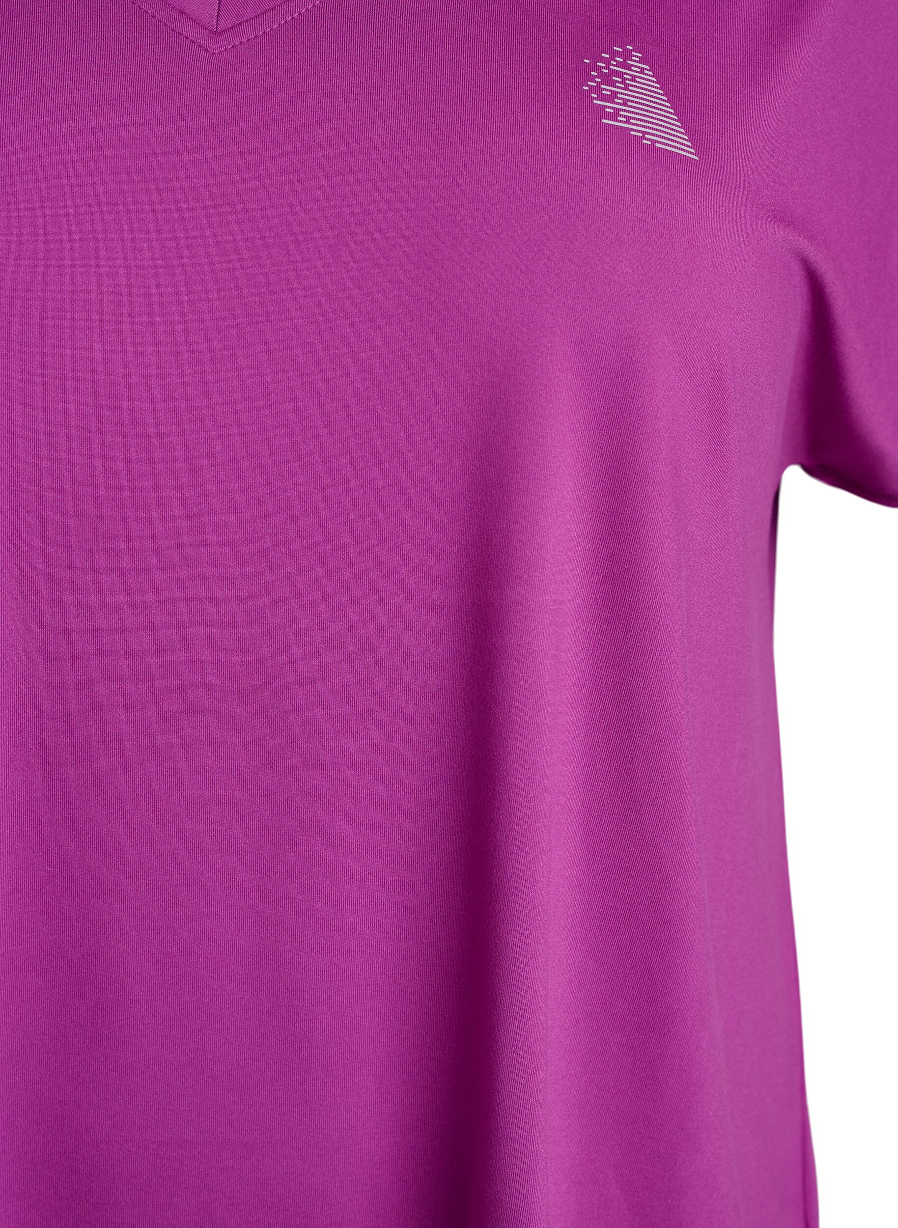 ZizzifashionShort-sleeved workout t-shirt with v-neck, Purple, Packshot image number 2