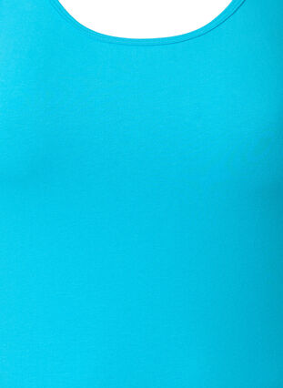 Solid color basic top in cotton, Blue Atoll, Packshot image number 2