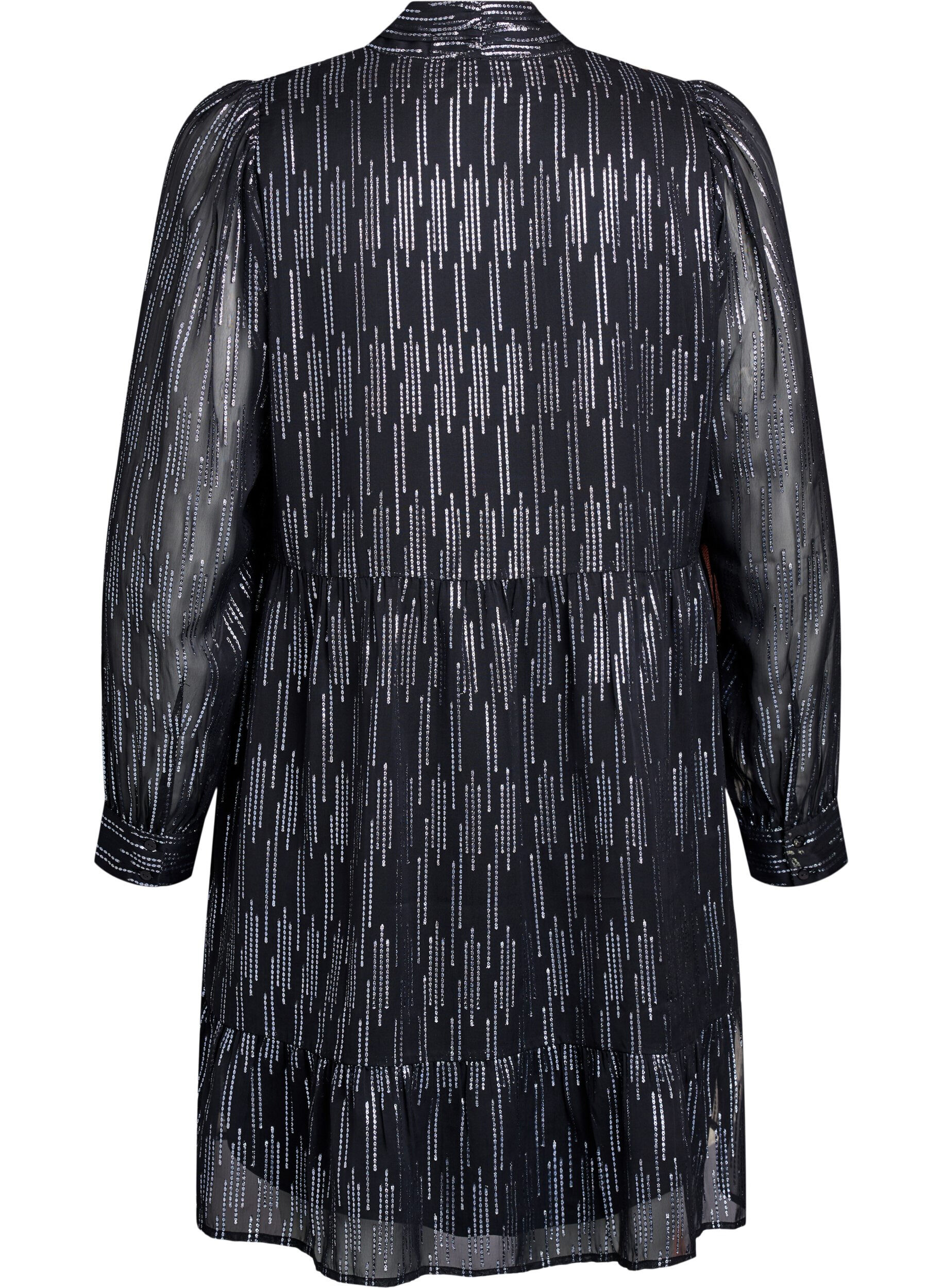 Zizzifashion Short party dress with glitter pattern, Black, Packshot image number 1