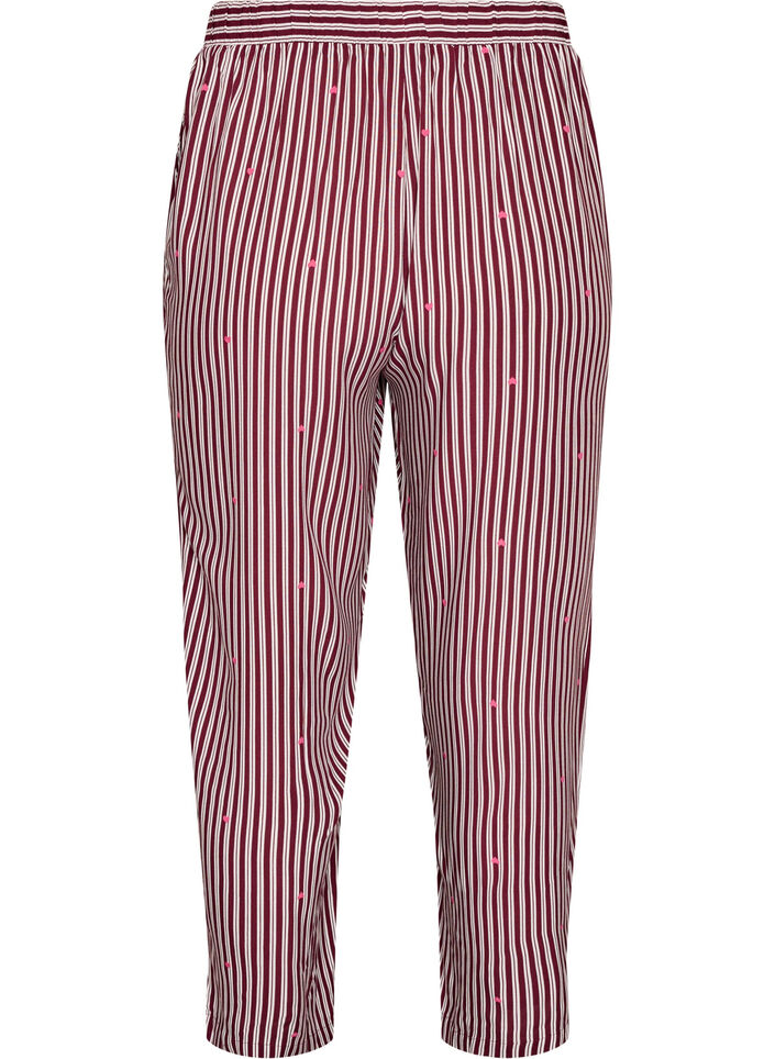 Loose night trousers with stripes and hearts, Dark Bordeaux, Packshot image number 1