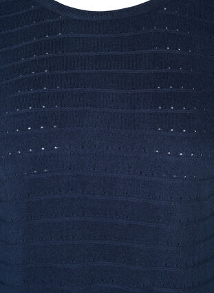 Knitted blouse with textured pattern and round neck, Navy Blazer, Packshot image number 2