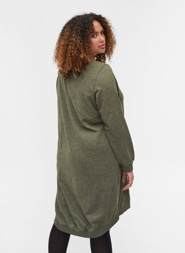 Marled sweatshirt dress with pockets, Ivy Green, Model image number 1