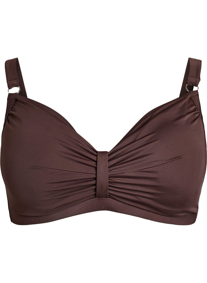 Underwire bikini bra with draping, Brown, Packshot image number 0