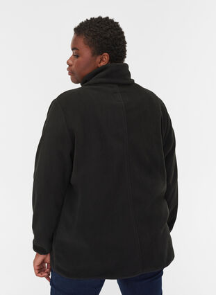 Fleece jacket with zipper and pockets, Black, Model image number 1