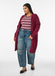 Ribbed Knit Cardigan with Pockets, Red, Model image number 1