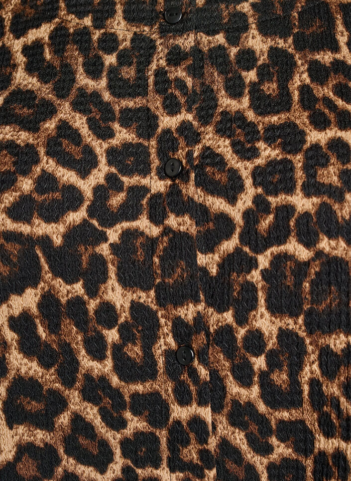 Short-sleeved blouse with texture and button fastening, Black, Packshot image number 2