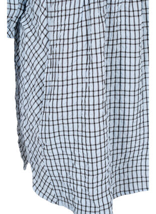 Checkered shirt tunic with 3/4 sleeves, Light Blue Check , Packshot image number 3
