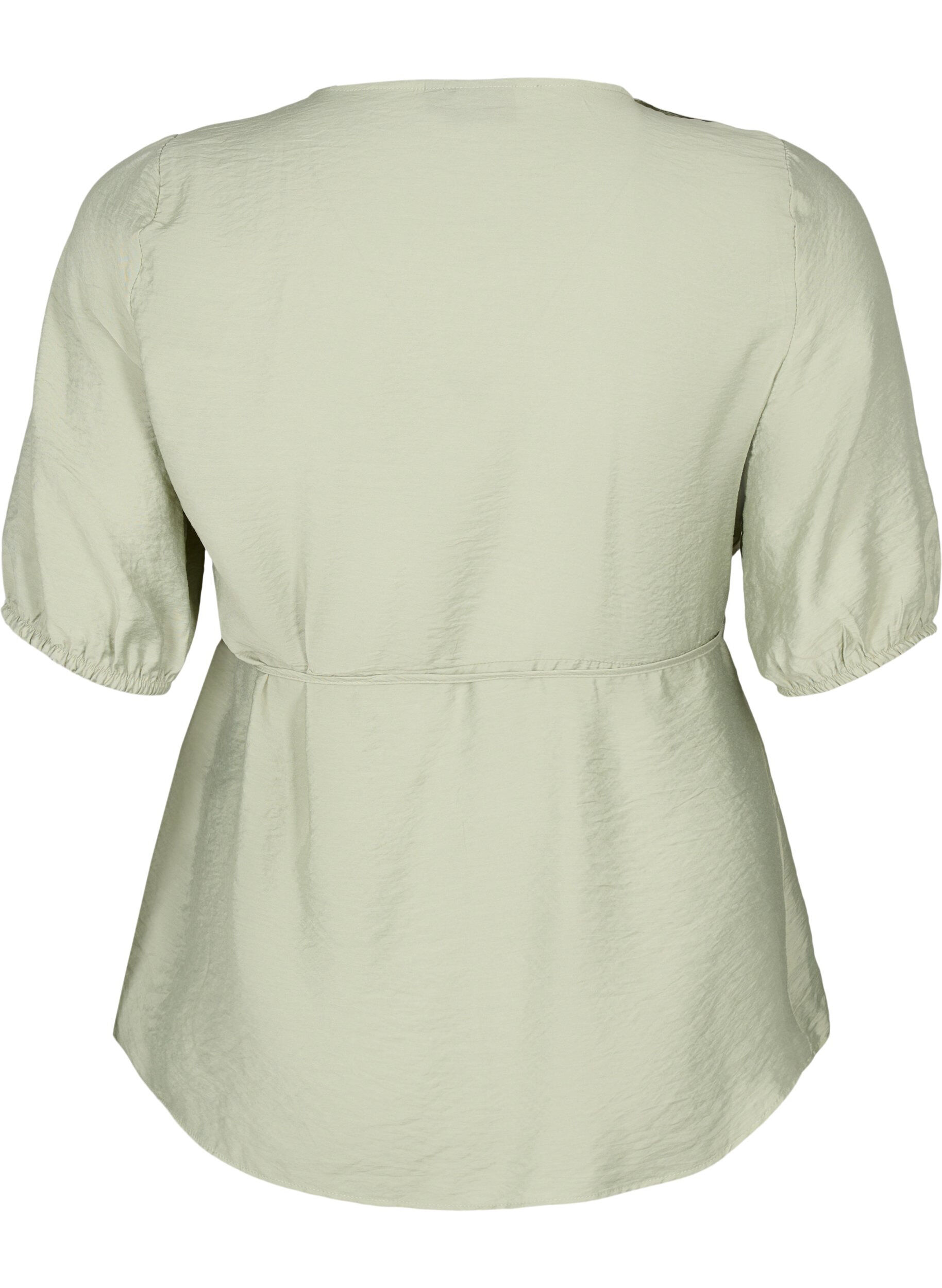 Zizzifashion Wrap blouse in viscose with 1/2 sleeves, Seagrass , Packshot image number 1