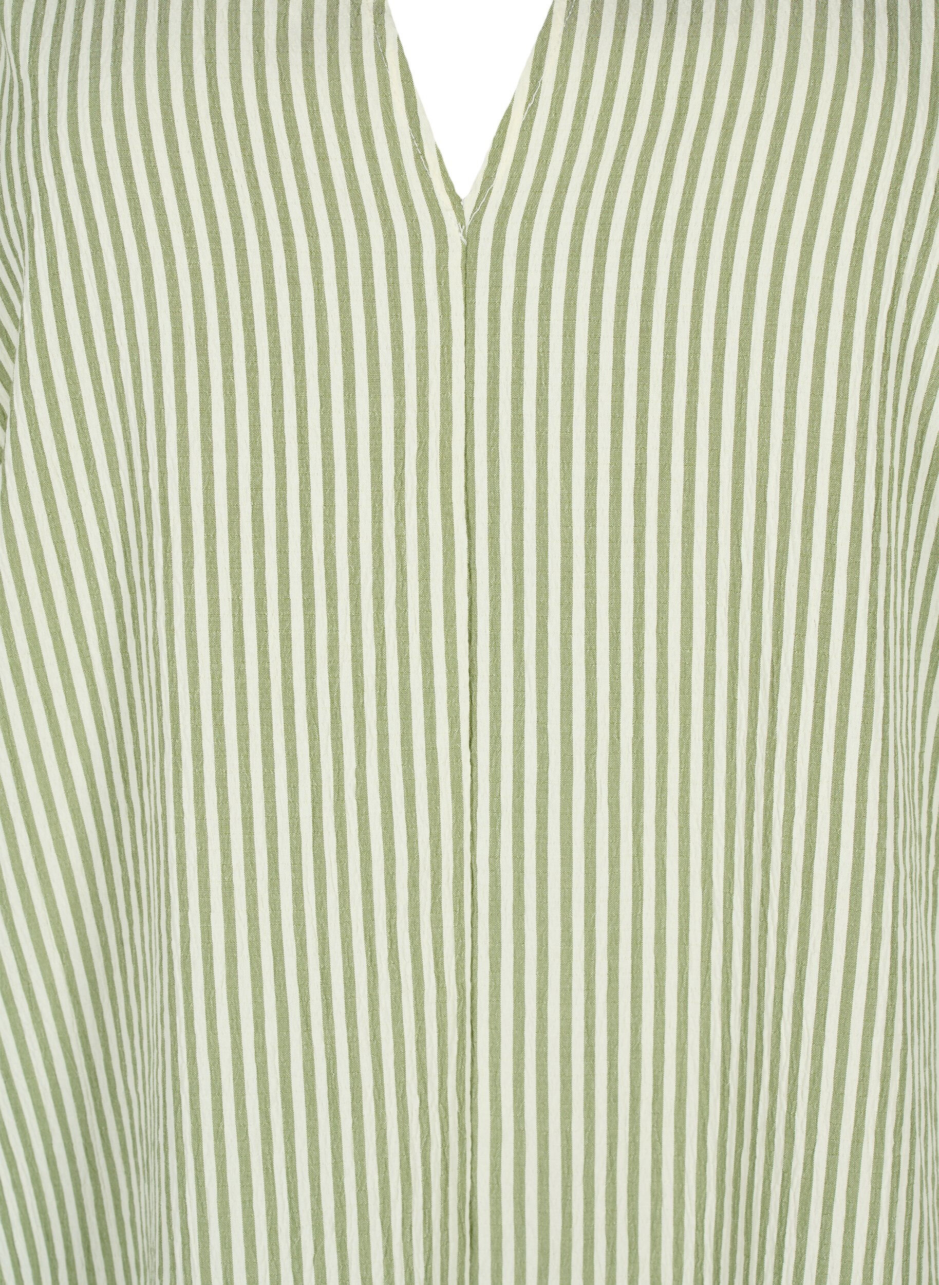 Zizzifashion Striped dress with 3/4 sleeves, Green Stripe, Packshot image number 2