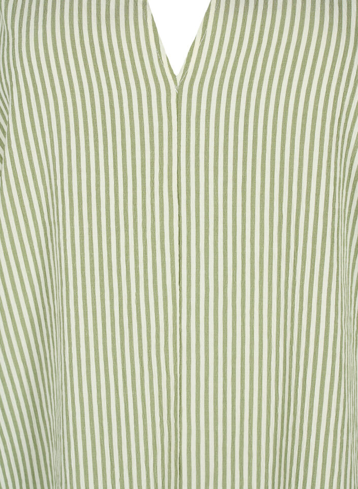 Striped dress with 3/4 sleeves, Green Stripe, Packshot image number 2