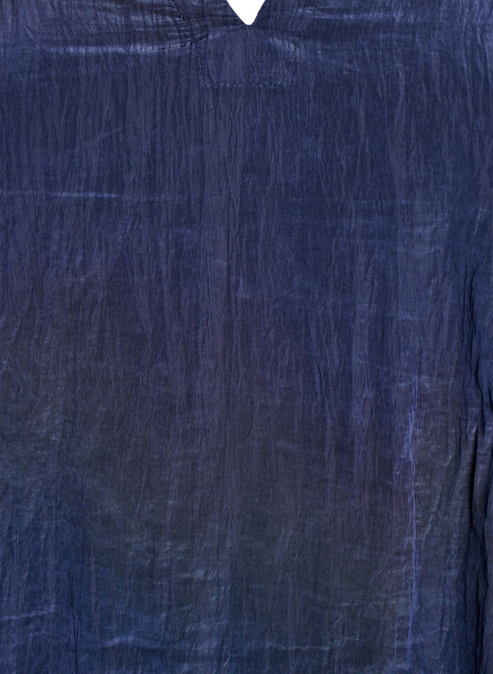 Blouse with V-neck and crinkled texture, Blue, Packshot image number 2