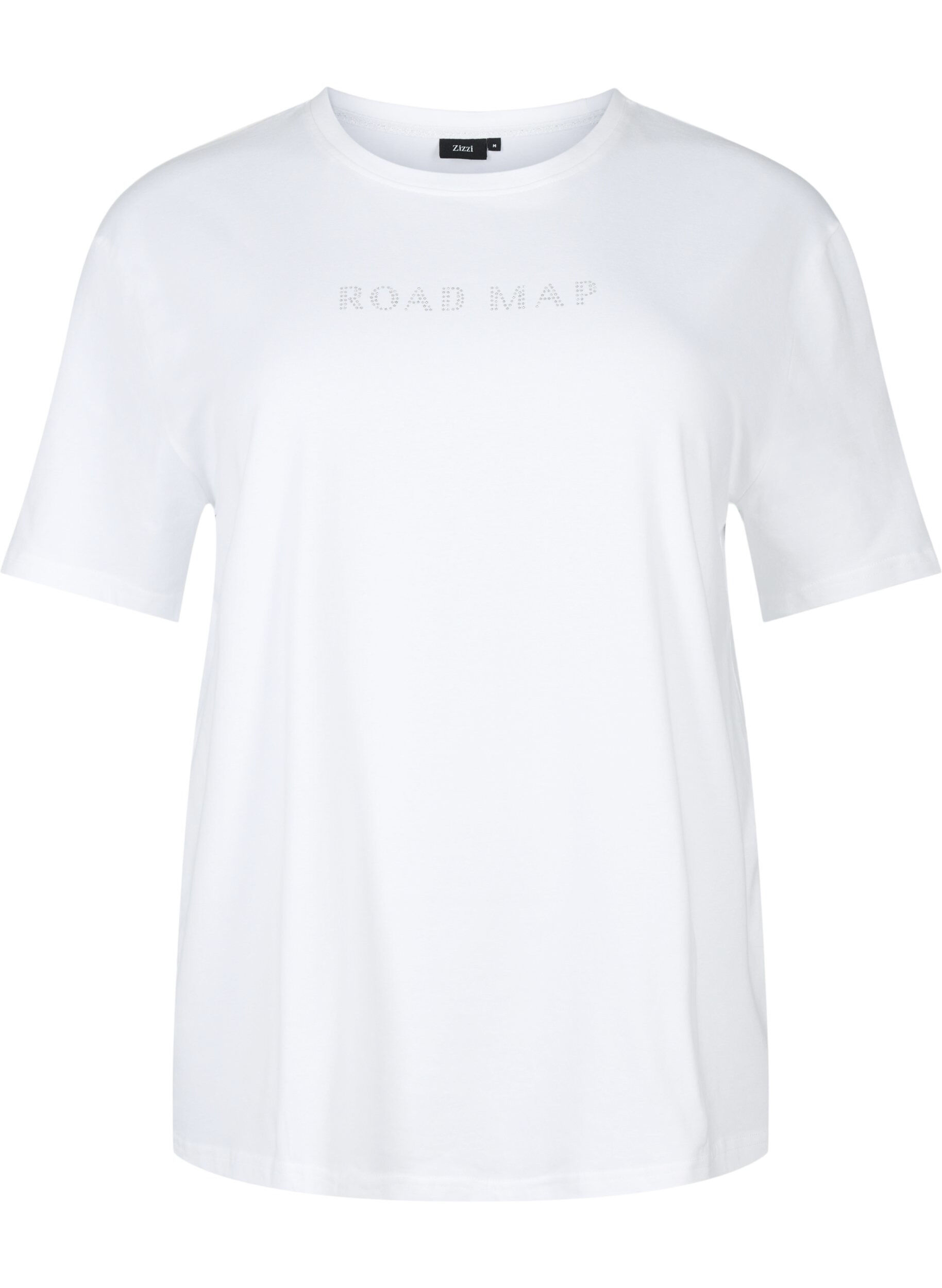 Zizzifashion T-shirt in organic cotton with similistones, White, Packshot image number 0