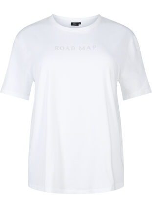 T-shirt in organic cotton with similistones, White, Packshot image number 0