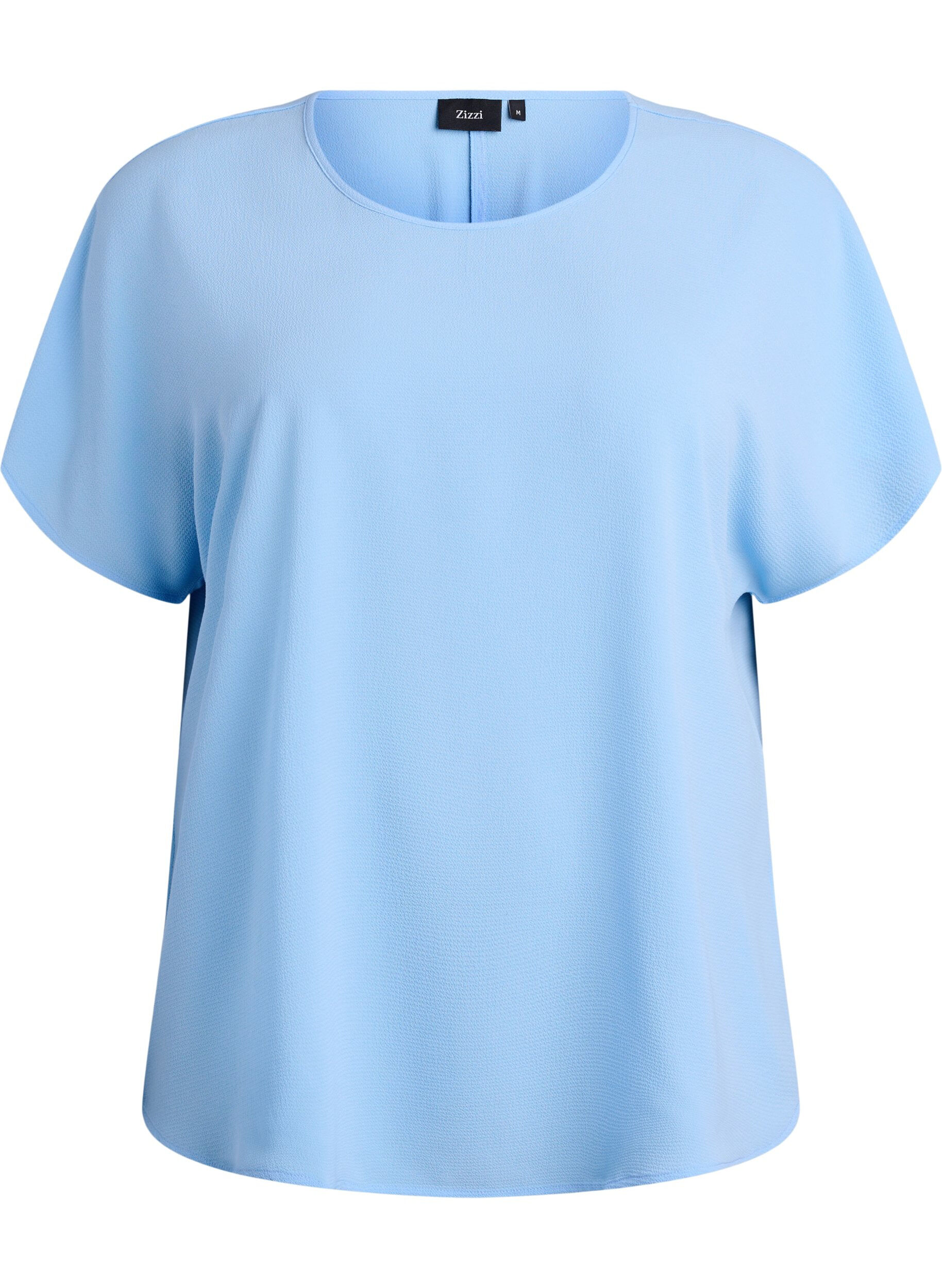 Blouse with short sleeves and a round neckline