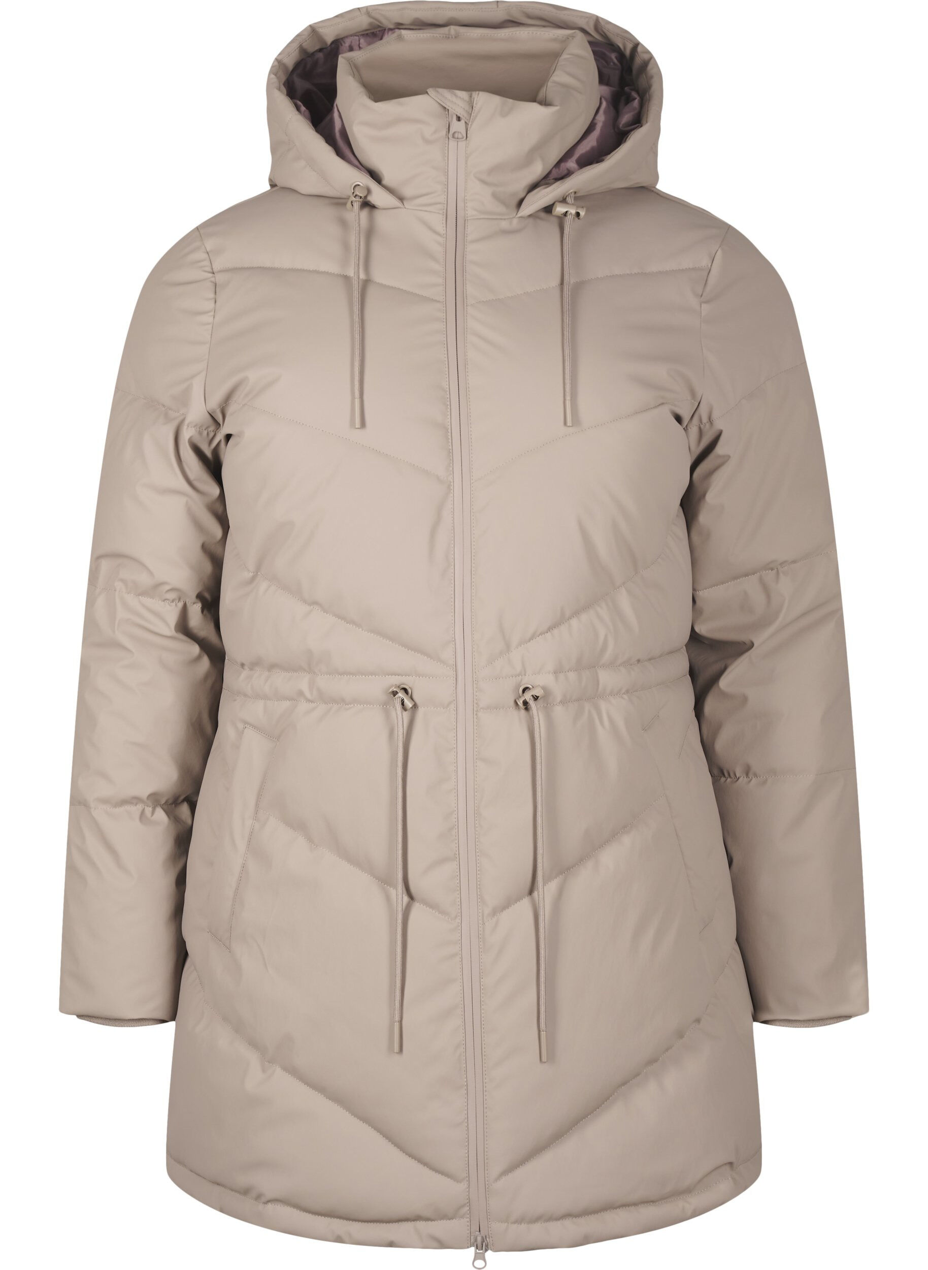 Zizzifashion Water-repellent puffer jacket with hood, Beige, Packshot image number 0