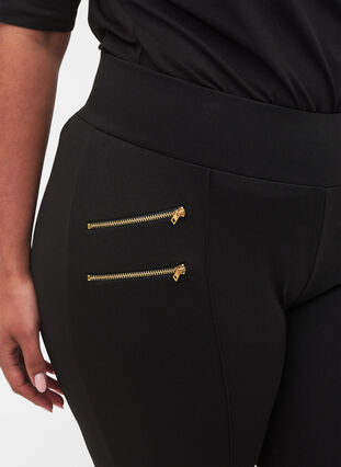 Plain leggings with zip details, Black, Model image number 2
