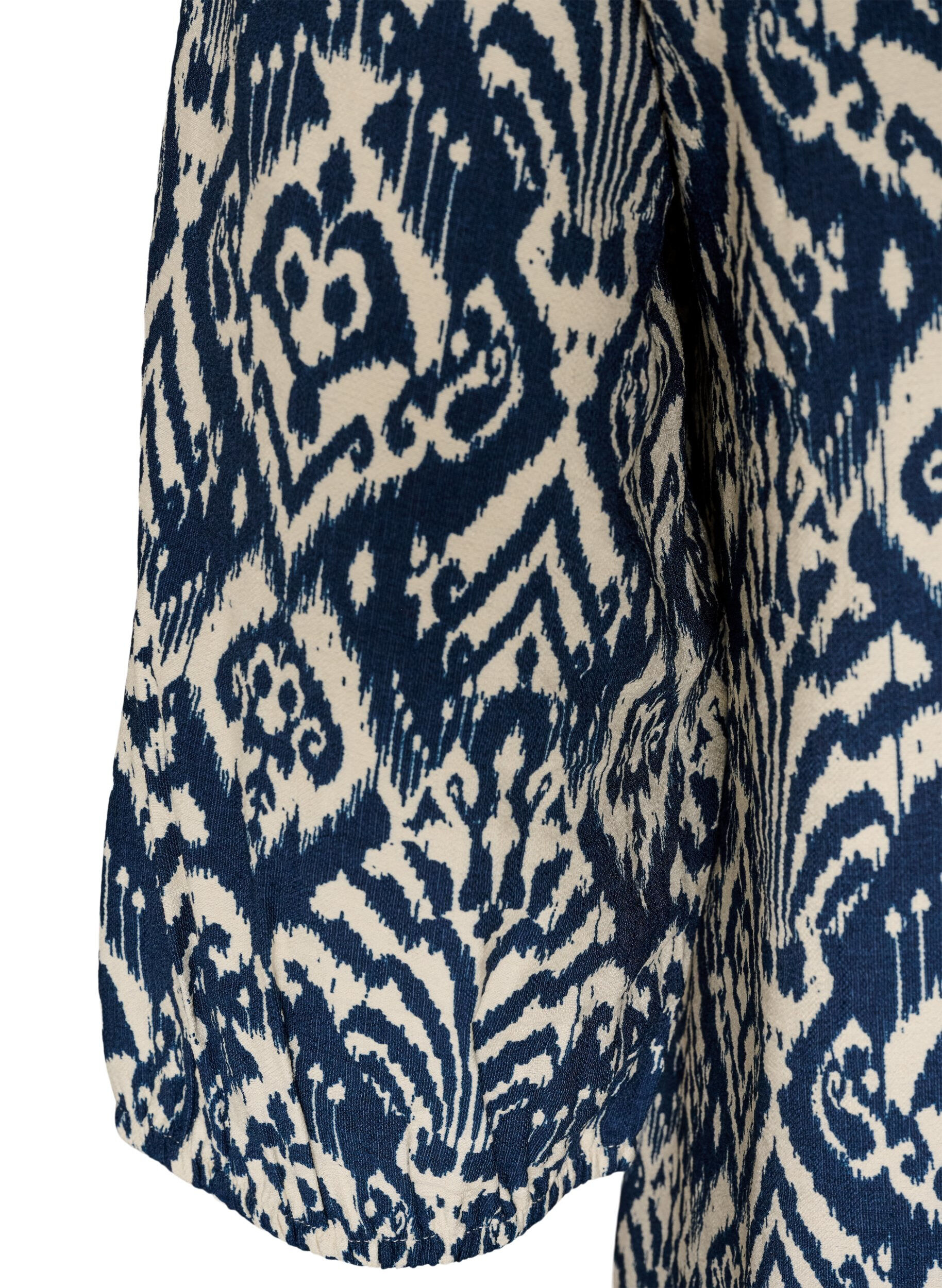 ZizzifashionPatterned viscose blouse with 3/4-sleeves, Blue, Packshot image number 3