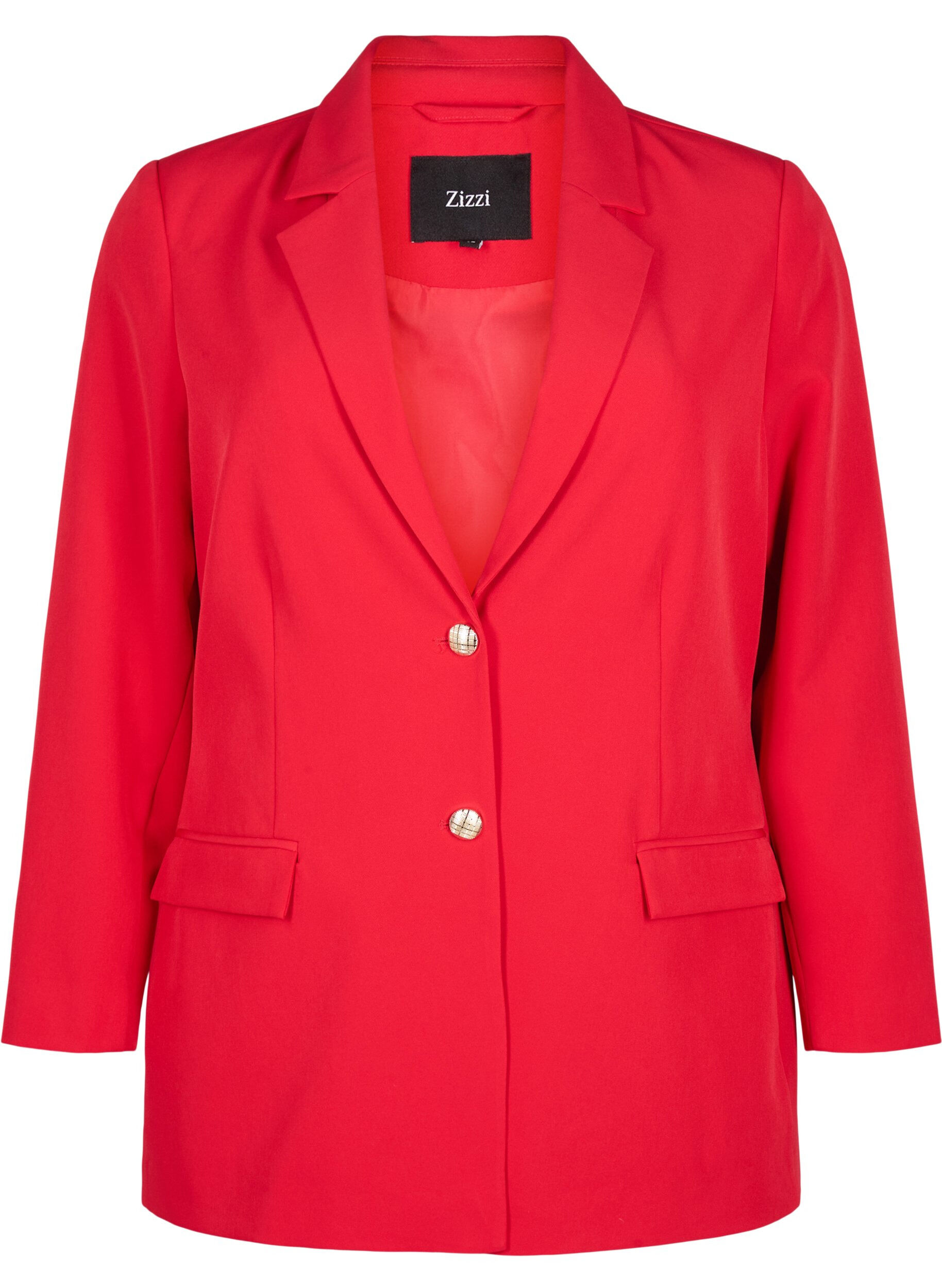 Zizzifashion Suit jacket with gold buttons and pockets, Tango Red, Packshot image number 0