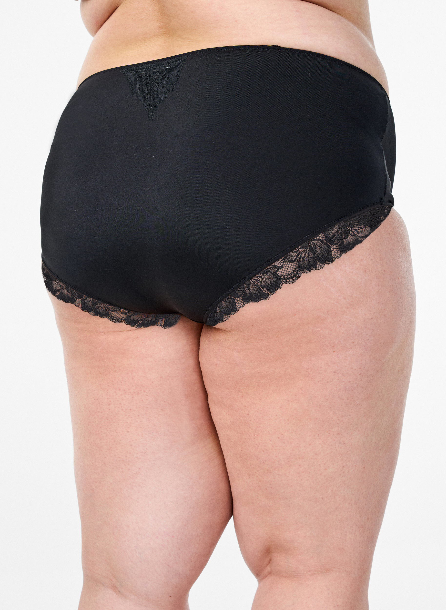 Zizzifashion Cotton panties with an inside pocket and lace, Black, Model image number 1