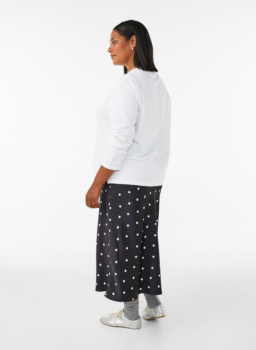 Satin midi skirt, Black, Model image number 1