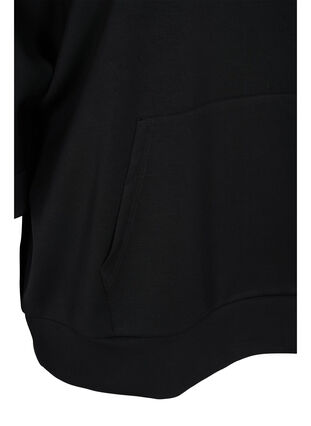 Hooded sweatshirt and 3/4 sleeves, Black, Packshot image number 3