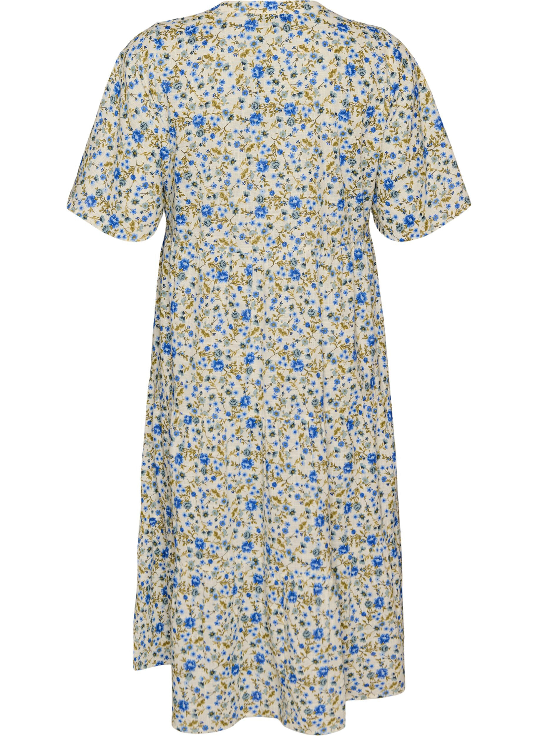 Zizzifashion Cotton midi dress with floral print, Blue, Packshot image number 1